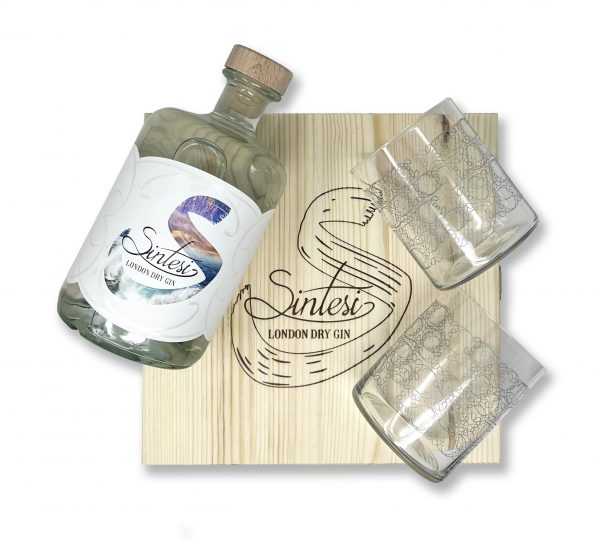 Box in legno Sintesi Gin 70cl + 2 bicchieri - immagine 3